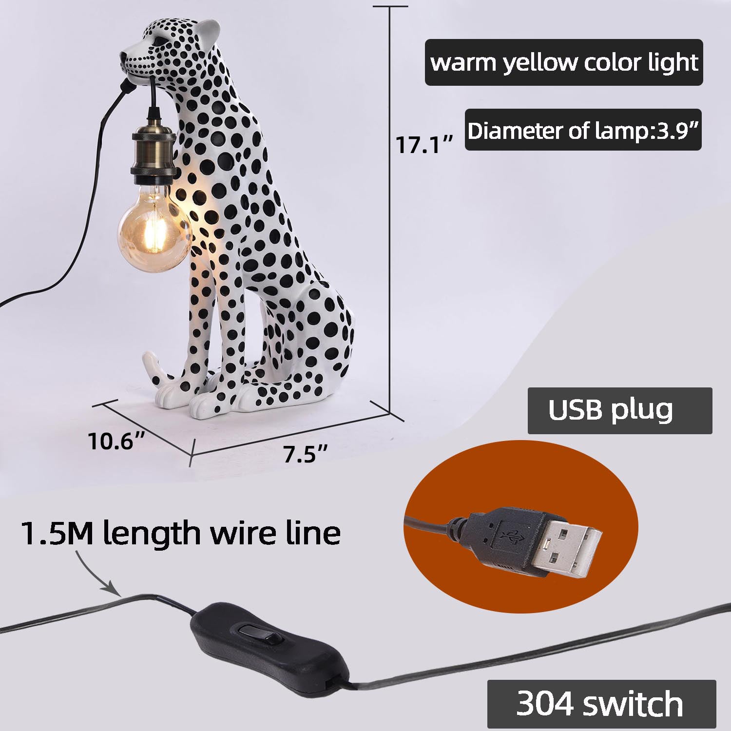 Modern Art Animal Leopard Table Lamp for Hotel Office Living Room