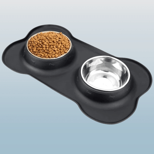 Double Bowl with Silicone Mat