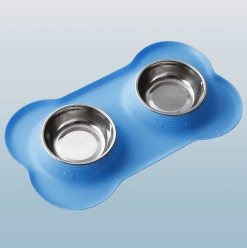 Double Bowl with Silicone Mat