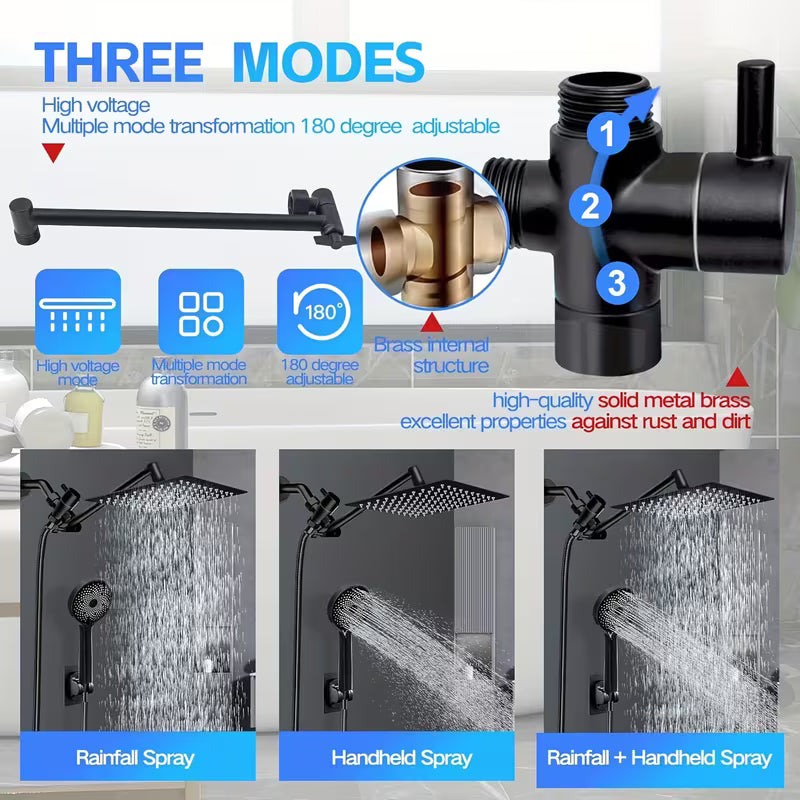 10-Inch Rainfall Shower System with Handheld Shower
